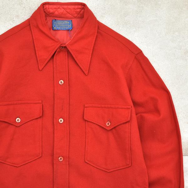 70&apos;s PENDLETON Red color wool shirtメンズ Mサイズ 70s アメ...