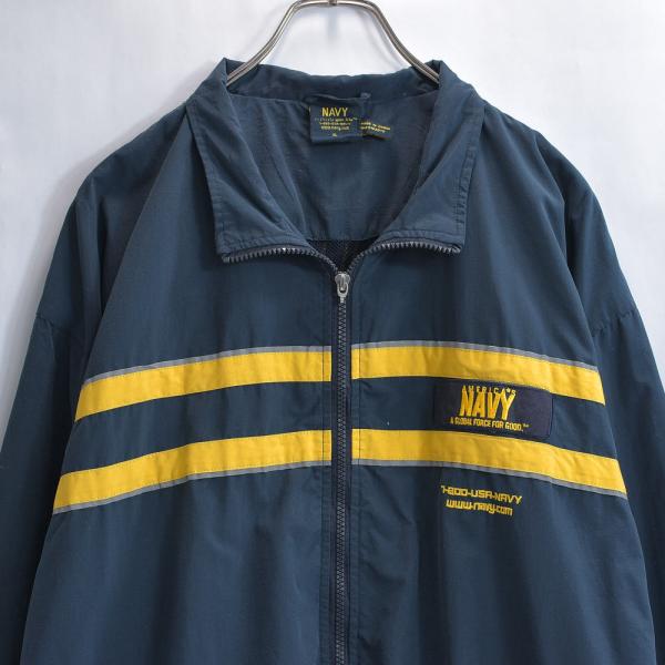 00s〜 民間品 U.S.NAVY アメリカ海軍 リフレクター ライン 切替デザイン ナイロンジャケ...
