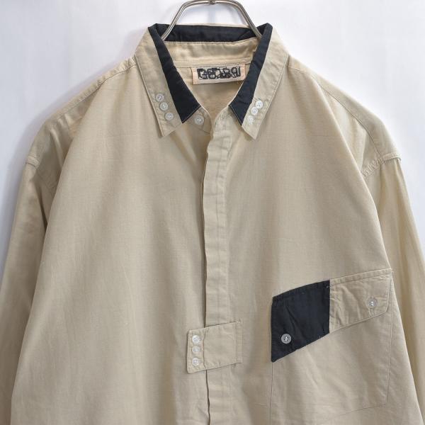 80〜90s CODE ZERO 切り替え 配色デザイン コットン BDシャツ 長袖 ヴィンテージ ...