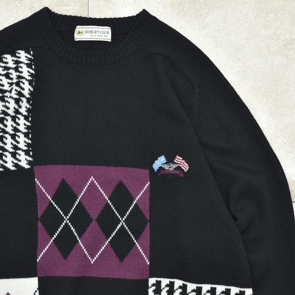 Argyle &amp; Dogstooth panel design sweaterメンズ LLサイズ ア...