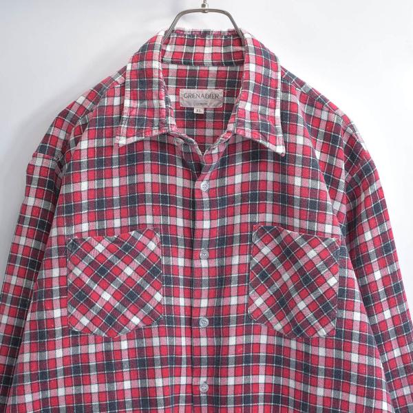 90〜00s GRENADIER グレナディア ダブルポケット デザイン プリント フランネル チェ...