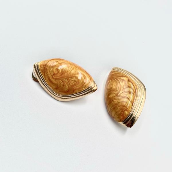 80〜90s Vintage マーブルデザイン クリップイヤリング アクセサリー コスチュームジュエ...