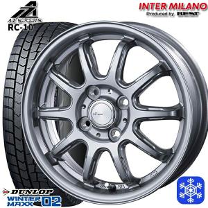 155/65R14インチ ダンロップ ウィンターマックス WM02 4H100 スタッドレスタイヤホイール4本セット AZ-Sports RC10 シルバー