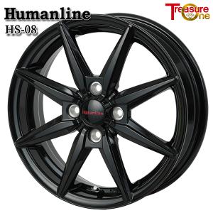 14インチ 4.5J 4H100 +45 アルミホイール単品 1本 トレジャーワン ヒューマンライン HS08 ブラック