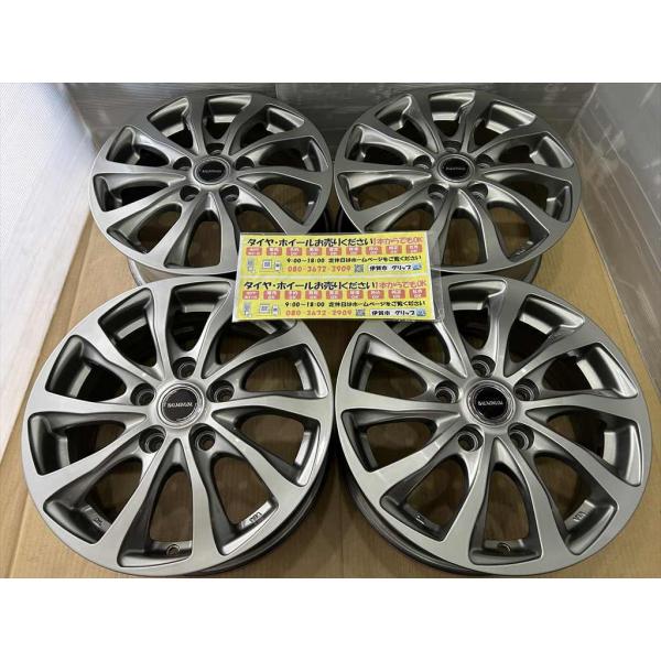 BRIDGESTONE　BALMINUM　アルミホイール　15　6j　+53　濃いシルバー　系　5穴...