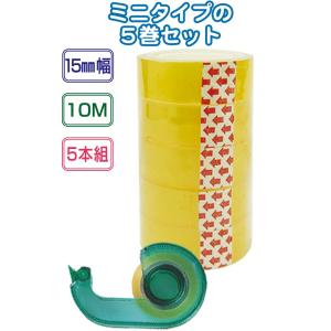 【まとめ買い=注文単位12個】パッと切れるミニクリアテープ(15mm×10m・5巻)　32-169（...