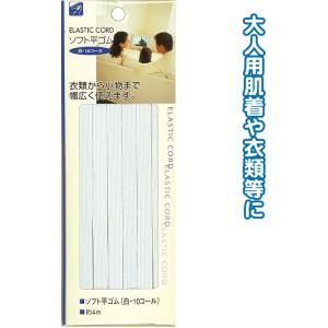 【まとめ買い=注文単位12個】ソフト平ゴム(白・10コール)4m 23-060(se2b067)