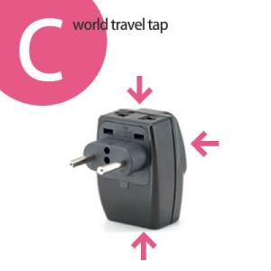 ワールドトラベルタップ（3つ口タイプ）　Cタイプ　TAP-103C(to1a019)【国内不可】