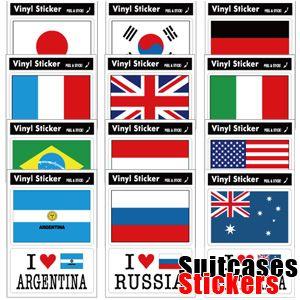 ステッカー シール アイラブ I LOVE 国旗 国名 スーツケース 海外 旅行 トラベル かっこい...