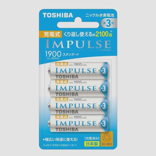 送料無料★TOSHIBA ニッケル水素電池 充電式IMPULSE スタンダードタイプ 単3形充電池 ...