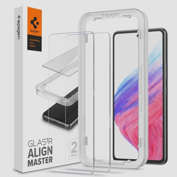 送料無料★Spigen AlignMaster ガラスフィルム Galaxy A53 5G ガイド枠...