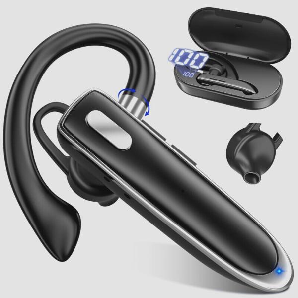 送料無料★Bluetooth 5.3 ヘッドセット 片耳 耳掛け式 ワイヤレスイヤホン 左右耳兼用 ...