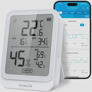送料無料★GoveeLife 温湿度計 デジタル Bluetooth スマホで温度湿度管理 大画面 LCD コンパクト (白)｜grobalrich