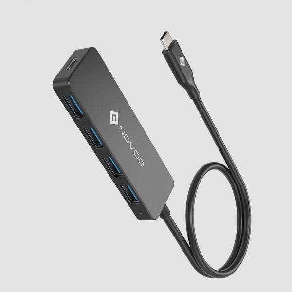 送料無料★NOVOO 4in1 USB C ハブ 600mm延長ケーブル 4つの高速USB 3.0ポ...