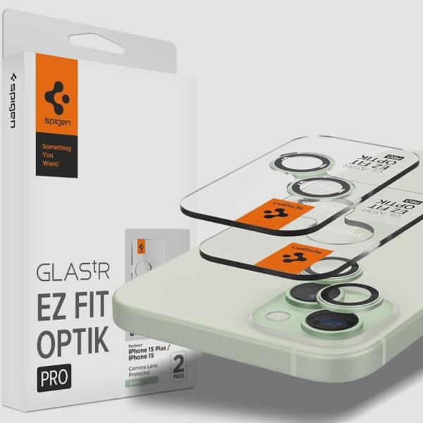 送料無料★Spigen Glas tR EZ Fit Optik Pro iPhone 15 カメラ...