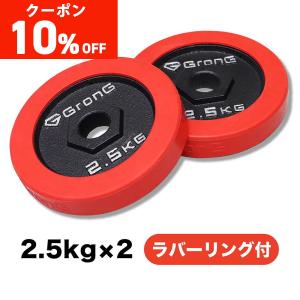 グロング アイアンダンベル プレート 追加 セット バーベル 2.5kg×2 計5kg ラバー付き シャフト径28mm GronG