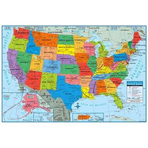 Superior Mapping Company 合衆国ポスターサイズウォールマップ 40 x 28インチ 都市記載 1 Map｜gronlinestore
