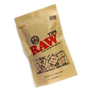 RAW / ロウ NATURAL UNREFINED PRE-ROLLED TIPS 200個入りパック チップ ローチ フィルター｜gronlinestore