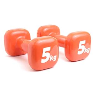 ２個セット ダンベル 5kg オレンジ POPなカラー 高耐久性 安全 お手入れ簡単 筋力トレーニング ダイエット シェイプアップ｜gronlinestore