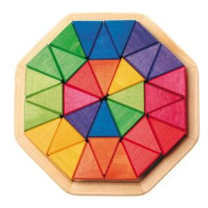 グリムス社 木のおもちゃ ドイツ製 ｇｒｉｍｍｓ にじのオクタゴン 小 32ピース 三角積木 レインボー 積み木 つみ木 木製玩具