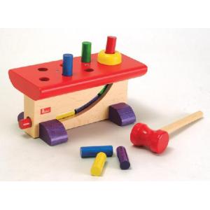 いよいよ人気ブランド ドイツ製 木のおもちゃ ニック社 知育玩具 大工さん 形遊び 色覚え 叩くおもちゃ ハンマー付き