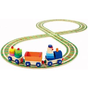 ドイツ製 木のおもちゃ セレクタ社 Selecta レール ロードセット 両面使用 汽車 車