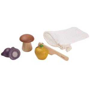 木のおもちゃ プラントイ Plantoys ベジーセット 包丁 発売モデル おままごと 野菜 収納袋付き