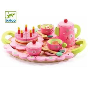 激安 超特価 Djeco ジェコ 木のおもちゃ リリローズパーティー おままごとセット ピンク ケーキ 木製玩具 かわいい ティーセット