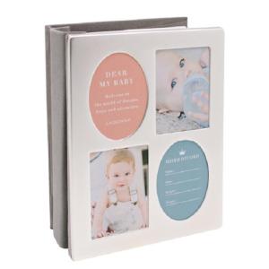 ベビーフォトアルバム 価格 交渉 送料無料 ４窓 シルバー 写真立て ポストカードサイズ ８０枚 インテリア雑貨 置物 おしゃれ お祝い 成長記録