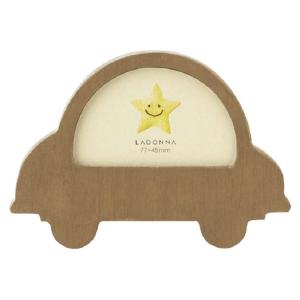 木製ベビーフォトフレーム 車 ブラウン ミニ 可愛い お祝い 写真立て インテリア雑貨 置物