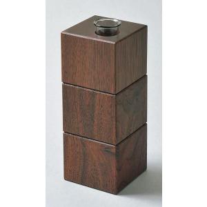 木製壁掛け一輪挿し キューブ 花瓶 日本製 ブラウン