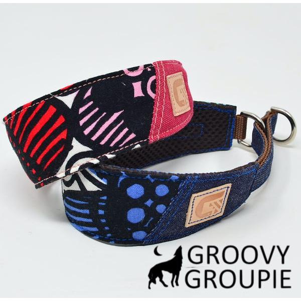 ハーフチョーク 小型犬 S 幅広 首輪 に変更可能  【 モダン２&amp; デニム 】 オーダーメイド で...