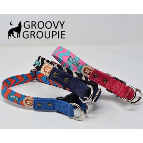 首輪 大型犬  Lサイズ ダブルDカン ダブルリング 【 ロリポップウェーブ  デニム レザー 】 ...