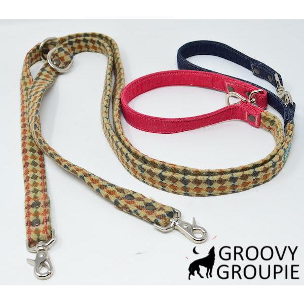 犬用リード 【 アクリルdiamond  デニム 】 ３way長さ調節 カフェリード 【 超小型犬 ...