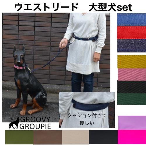 ウエストベルトリード  【 大型犬 用 】 サイドグリップ リードセット 【 ダブルナスカン ダブル...