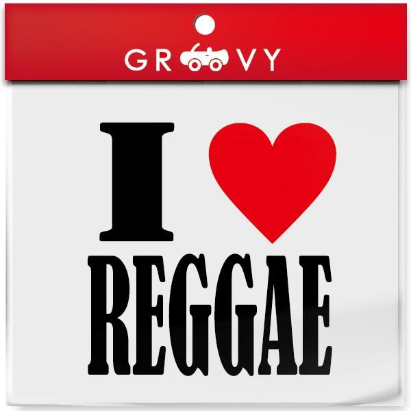 I LOVE REGGAE 車 ステッカー アイ ラブ レゲエ 音楽 music ジャンル 赤い ハ...