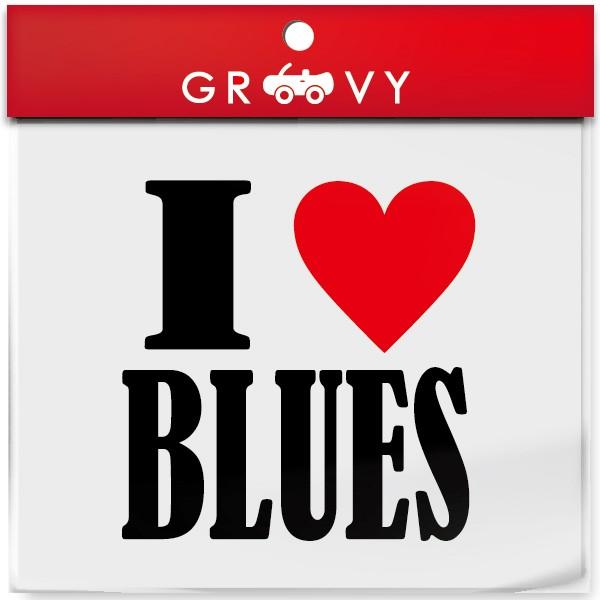 I LOVE BLUES 車 ステッカー アイ ラブ ブルース 音楽 music ジャンル 赤い ハ...