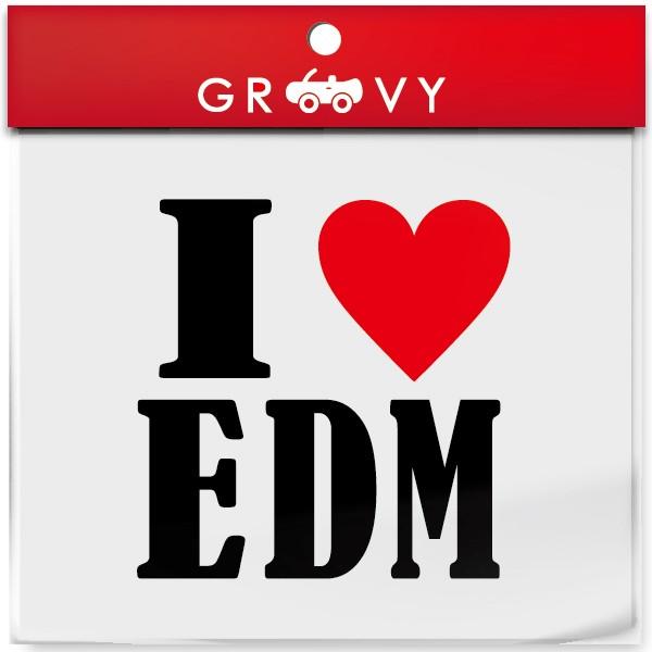 I LOVE EDM 車 ステッカー アイ ラブ イーディーエム 音楽 music ジャンル 赤い ...