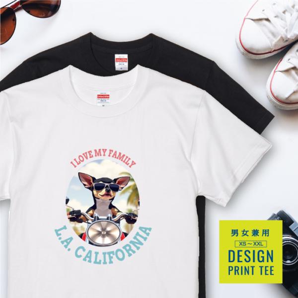 愛犬 Tシャツ 犬 スムースコート チワワ ブラック バイク 西海岸 カレッジ プリント 半袖 服 ...