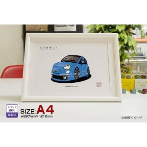 車好き プレゼント フィアット 500 車 イラスト A4版高級フレーム グルービー fiat FIAT アート パーツ オーナー グッズ ギフト アクセサリー｜groovys