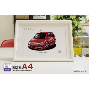 車好き プレゼント ホンダ シティ 車 イラスト A4版高級フレーム グルービー honda city アート パーツ オーナー グッズ ギフト アクセサリー｜groovys