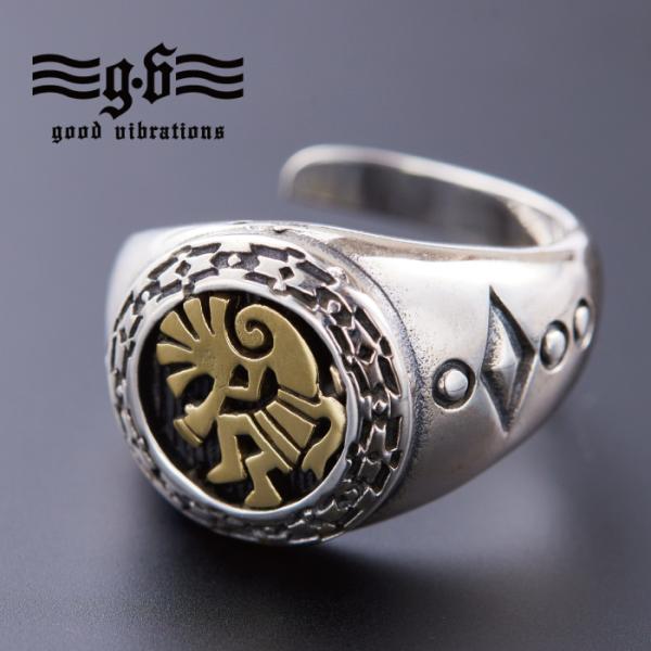 シルバー 925 リング 指輪 大きめ ココペリ ゴールド 紋章 お守り 開運 金運 フリーサイズ ...