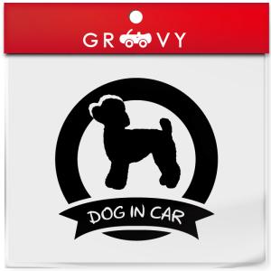 トイプードル 犬 ステッカー シール DOG IN CAR 丸形 円形愛犬 ペット オーナー グッズ 雑貨 アイテム 車 自動車 アクセサリー おしゃれ