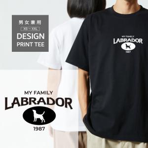 Tシャツ 半袖 ラブラドールレトリバー 犬 ロゴ 前面 プリント カレッジ 風 犬の日 1987年 メンズ レディース 大きい サイズ かわいい シンプル 白 黒｜CARE DESIGN ヤフー店