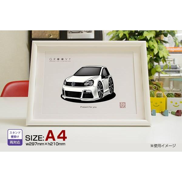 車好き プレゼント フォルクス ワーゲン ゴルフ GOLF R 車 イラスト A4版高級フレーム グ...