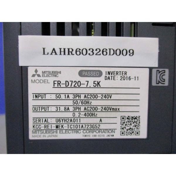 中古 MITSUBISHI INVERTER FR-D720-7.5K インバーター (LAHR60...