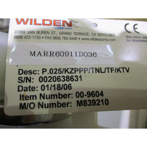 中古WILDEN Pneumatic Diaphragm Pump 00-9604 P.025/KZ...