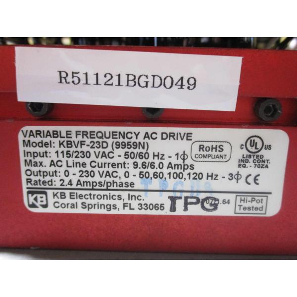 中古 KB VARIABLE FREQUENCY AC DRIVE KBVF-23D(9959N) ...