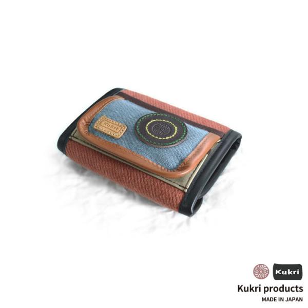hemp cotton three-fold wallet |オールド ローズ × スカイ ブルー