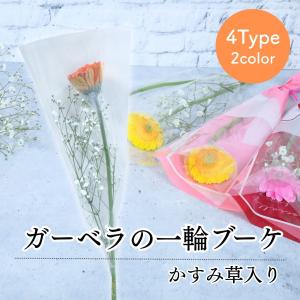 花 卒園 卒業 ガーベラの一輪 ブーケ かすみ草入り 4type 3color 花 1輪 1本 一輪 一本 1輪の花 花束 ラッピング 花言葉 意味 希望 前進